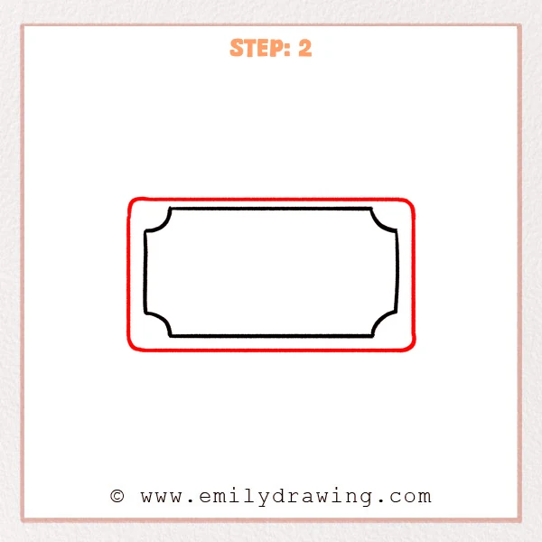 how to draw a dollar bill - Dollar bill Step 2 showing a rounded outer border around the inner frame