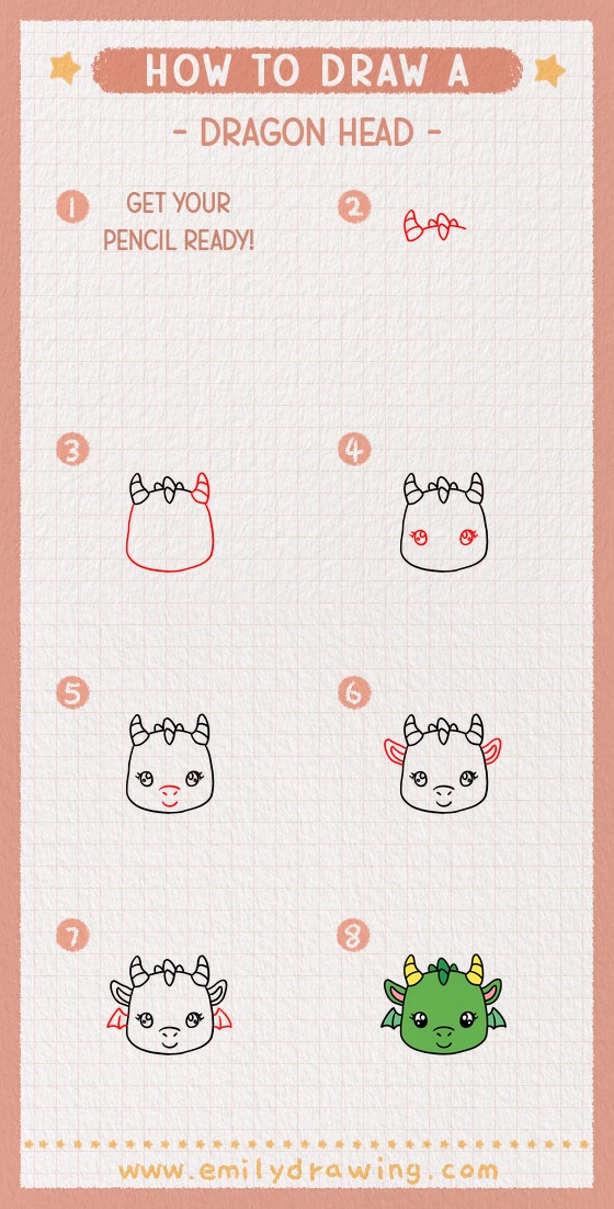 how to draw a dragon head pinterest pin