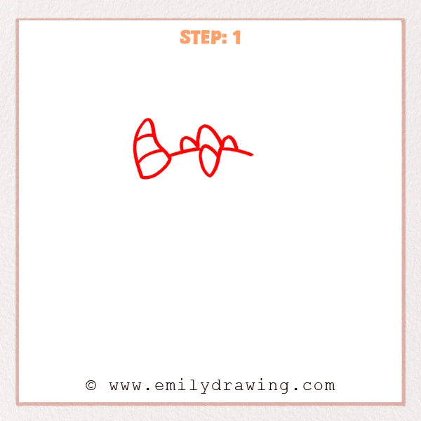 how to draw a dragon head - Dragon head Step 1 showing one striped horn and three crest points