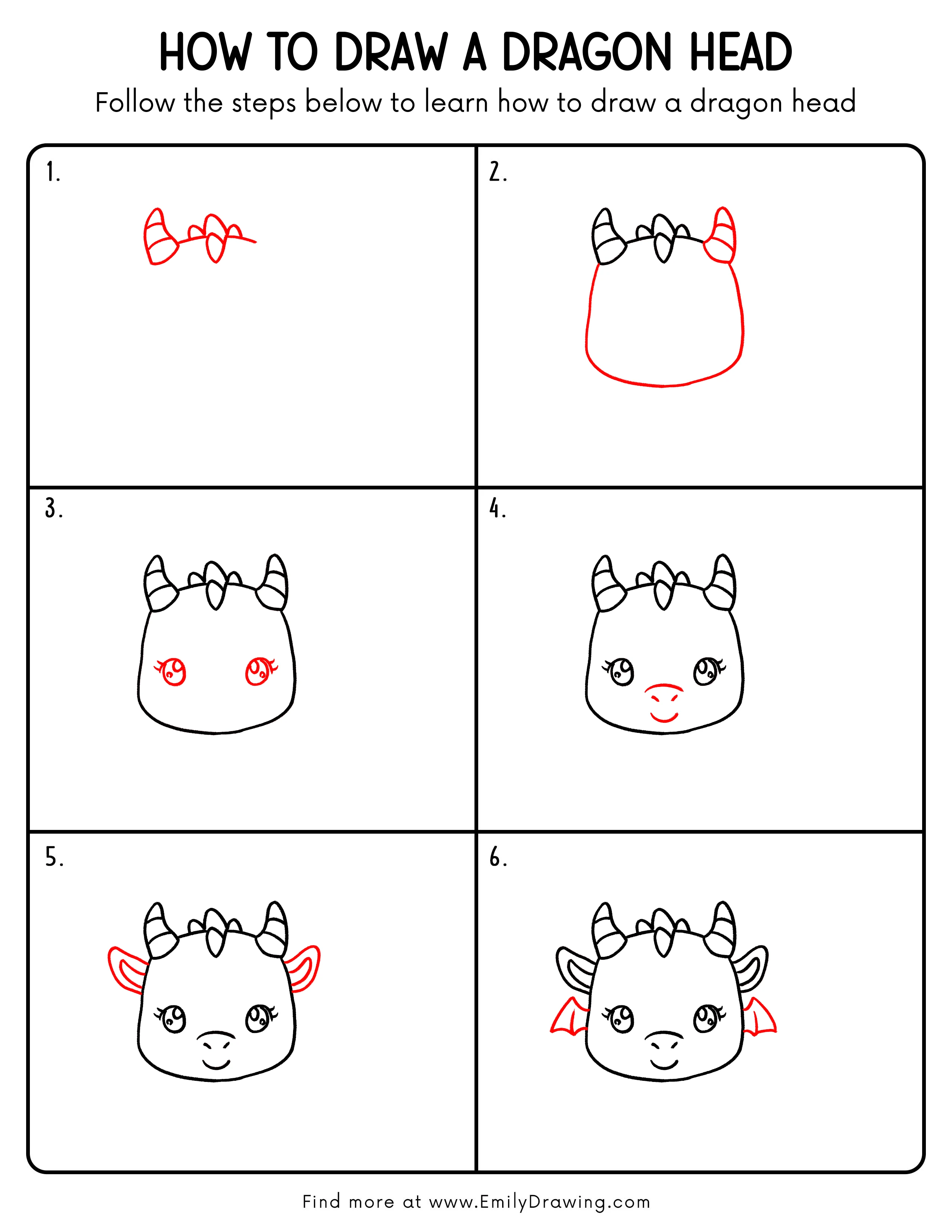 Printable Dragon Head Drawing Guide