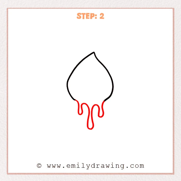 how to draw a drips - Drips Step 2 showing three flowing drips beneath the main drop