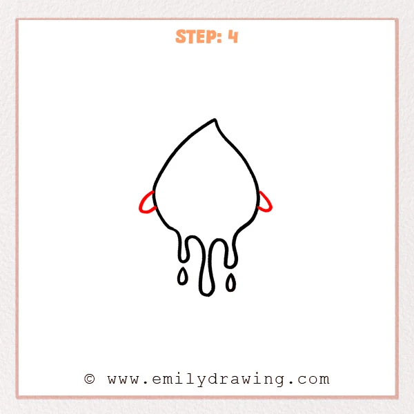 how to draw a drips - Drips Step 4 showing two small looped arms on the sides