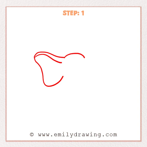 how to draw a dumbo - Dumbo Step 1 showing one oversized ear and the top of his head