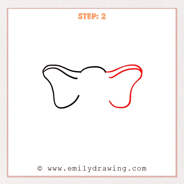 how to draw a dumbo - Dumbo Step 2 showing two enormous rounded ears