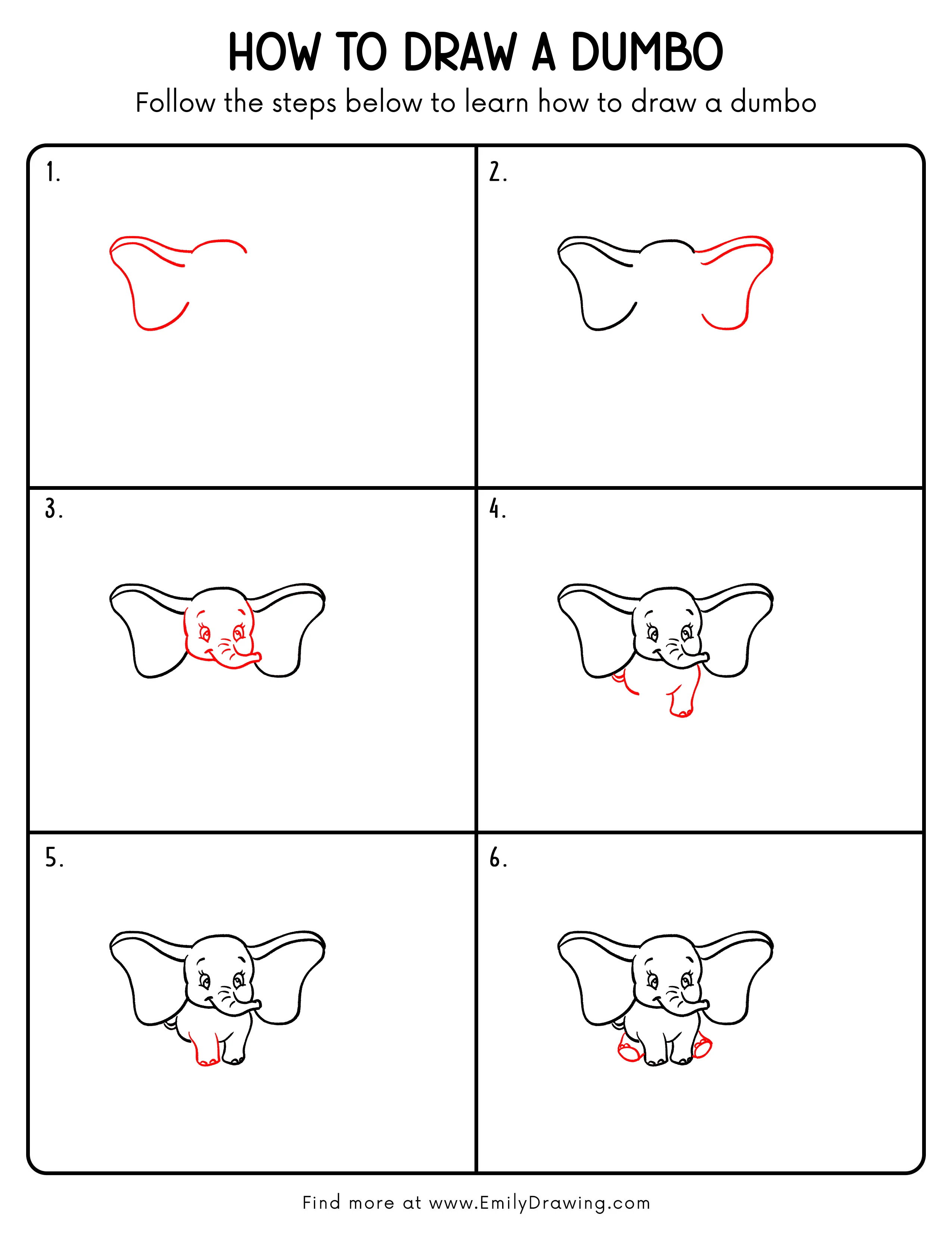 Printable Dumbo Drawing Guide