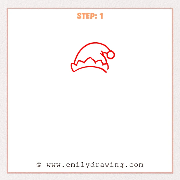 how to draw an elf on a shelf - Elf on a Shelf Step 1 showing a floppy hat with a pointed brim