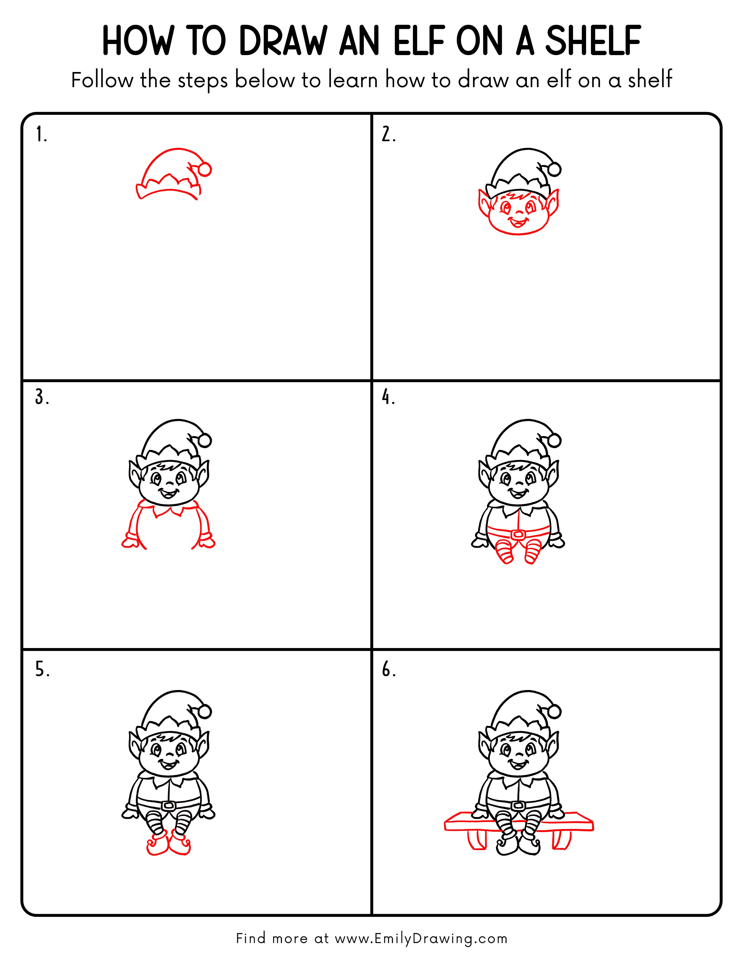 Printable Elf On A Shelf Drawing Guide