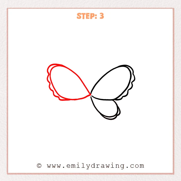 how to draw a fairy wings - Fairy wings Step 3 showing two large mirrored upper wings