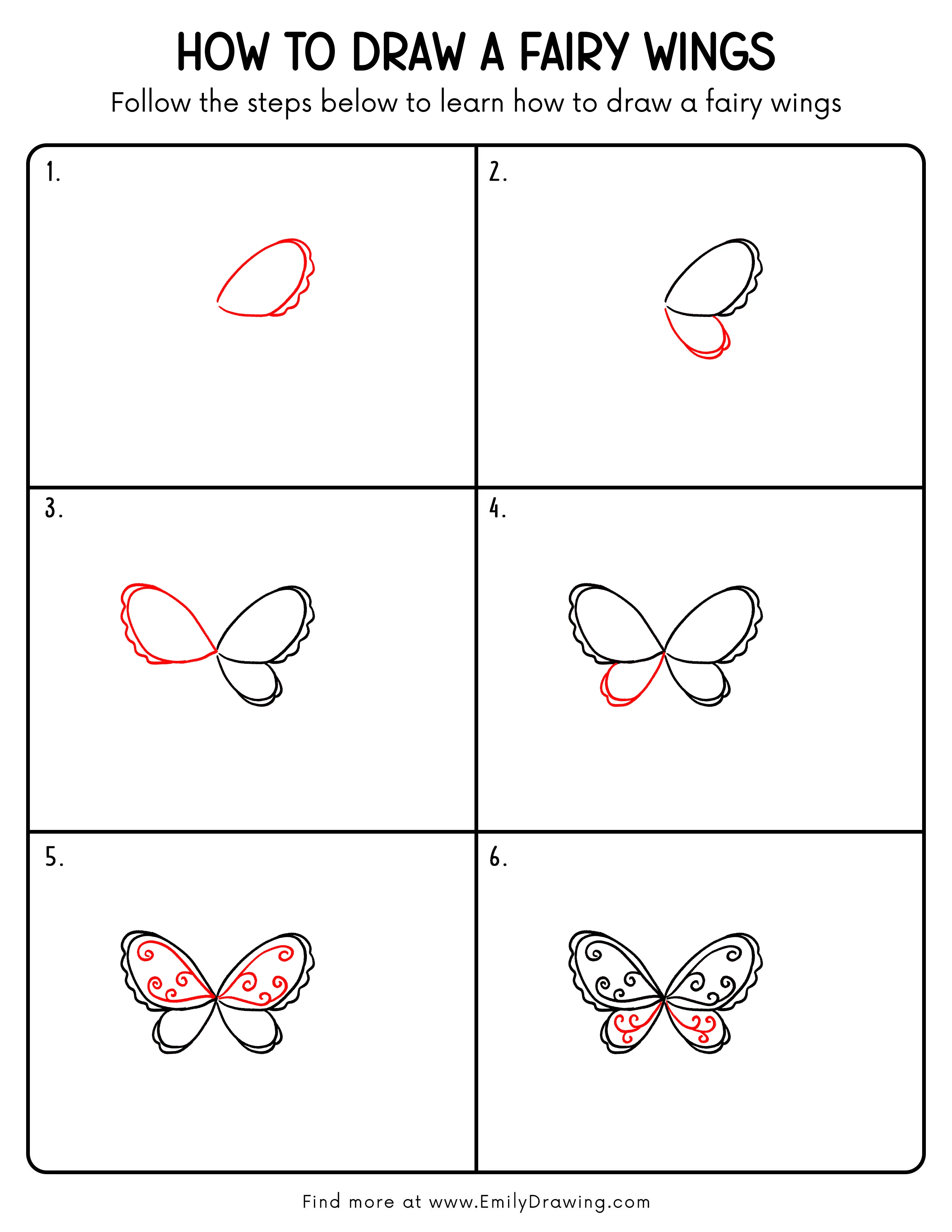 Printable Fairy Wings Drawing Guide
