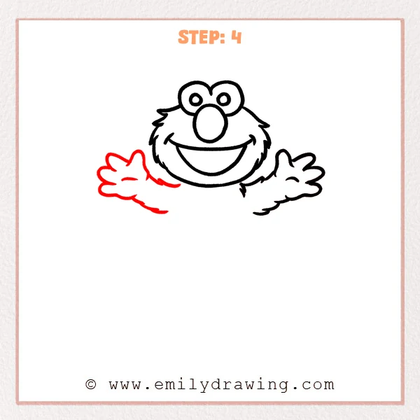 how to draw an elmo - Elmo Step 4 showing both arms spread wide