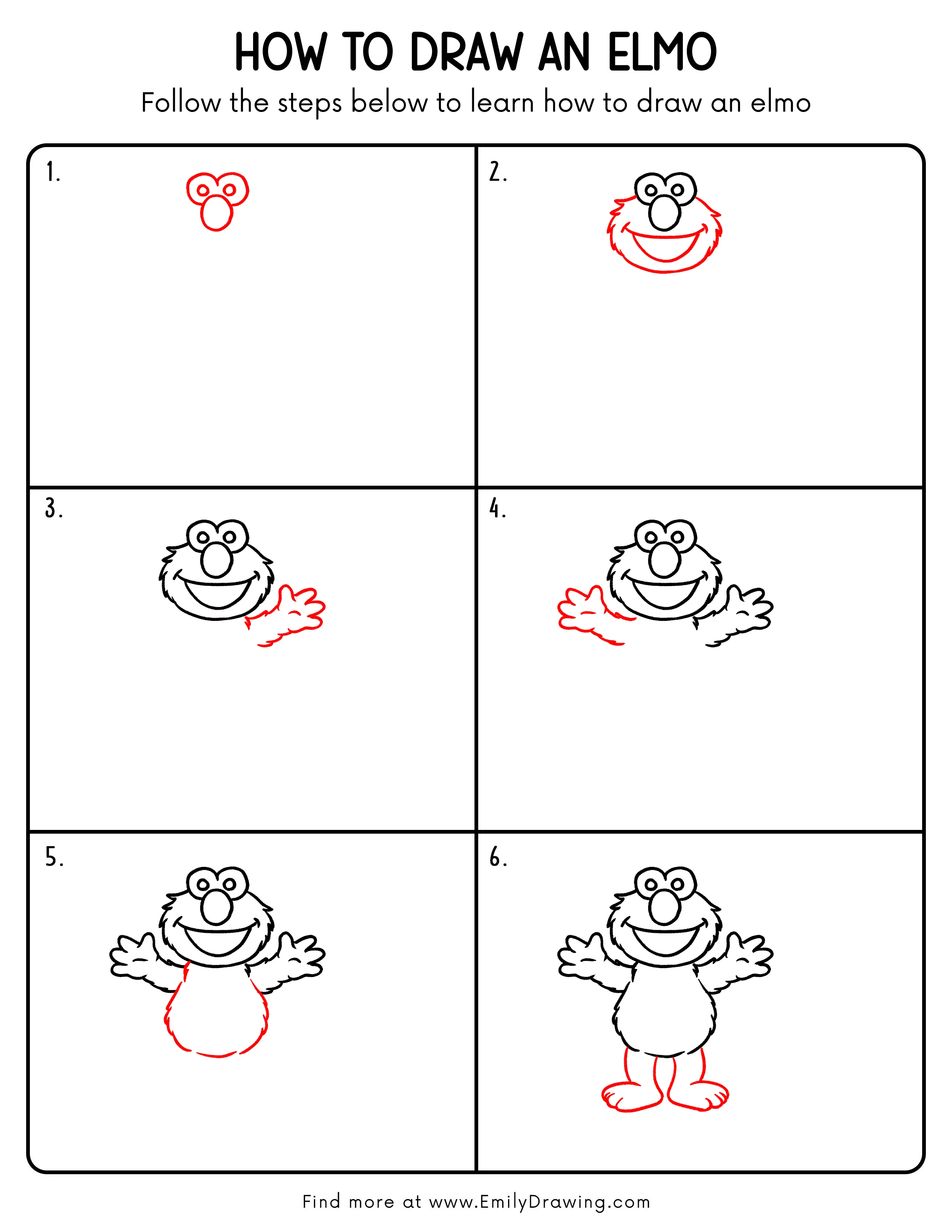 Printable Elmo Drawing Guide