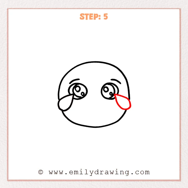 how to draw an emoji - Emoji Step 5 showing matching tears flowing from both eyes
