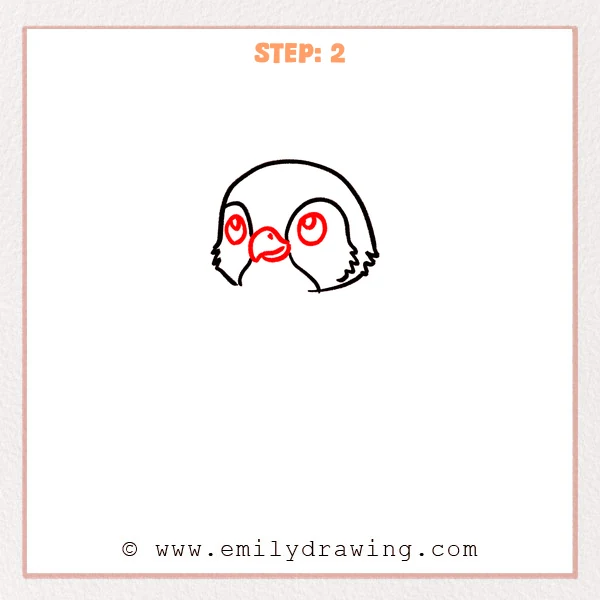 how to draw a falcon - Falcon Step 2 showing bright eyes and a small hooked beak