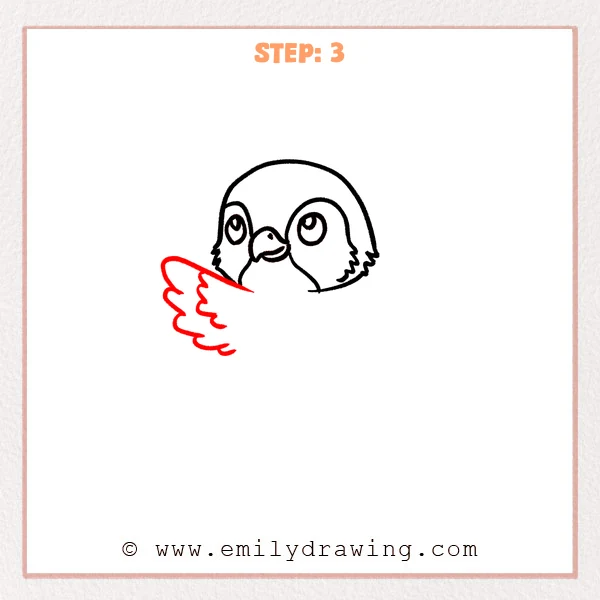 how to draw a falcon - Falcon Step 3 showing a raised feathered wing on the left