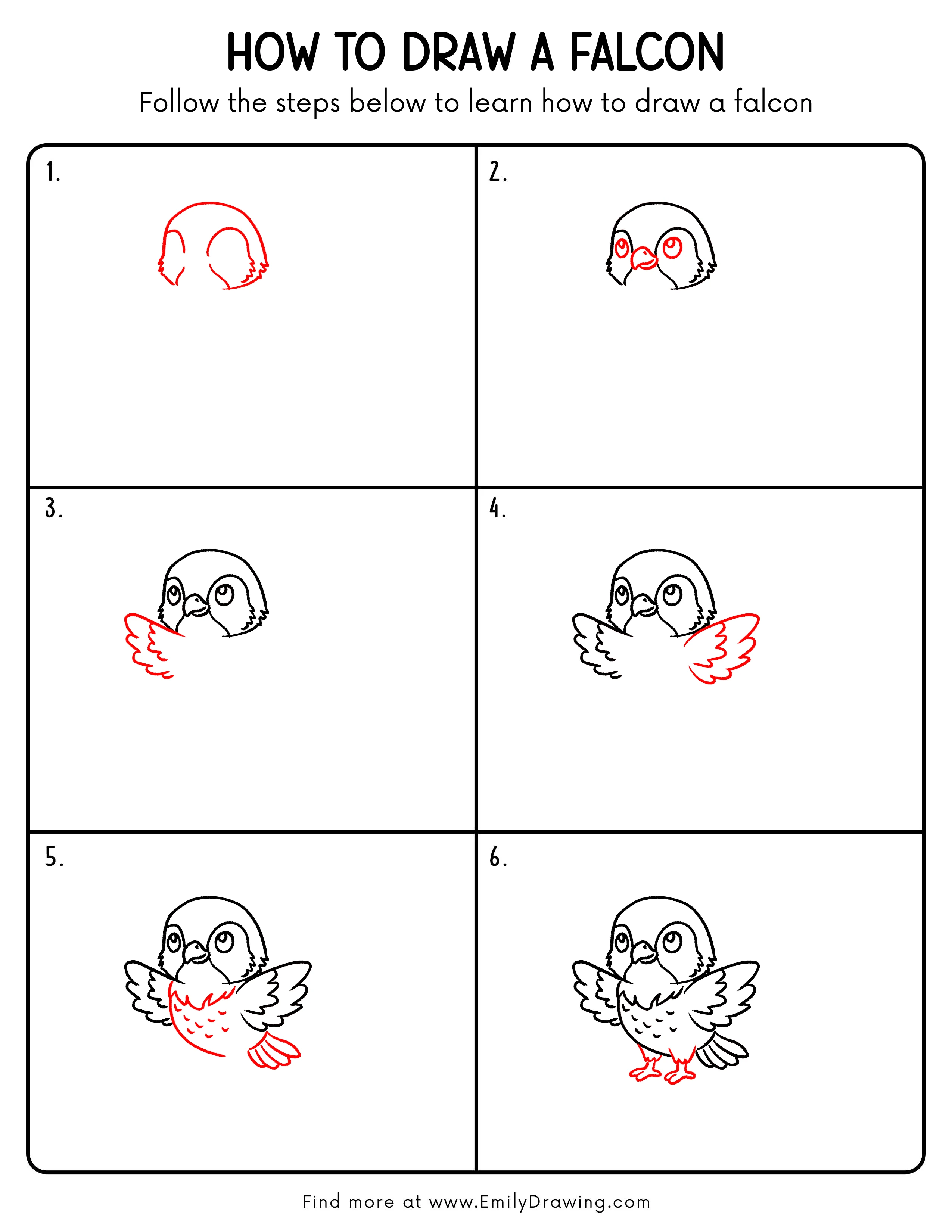 Printable Falcon Drawing Guide