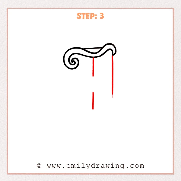 how to draw a fancy letter j - Fancy letter J Step 3 showing two vertical strokes forming the main stem