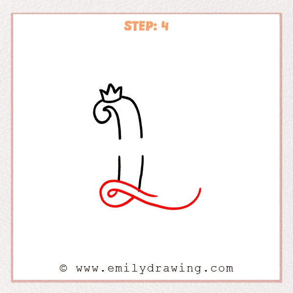 how to draw a fancy letter l - Fancy letter L Step 4 showing a wide looped base extending to the right