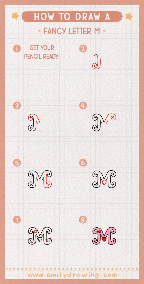 how to draw a fancy letter m pinterest pin
