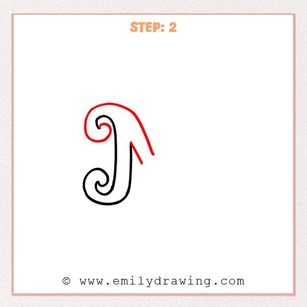 how to draw a fancy letter m - Fancy letter M Step 2 showing the left half sloping toward the center