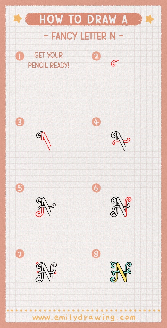 how to draw a fancy letter n pinterest pin