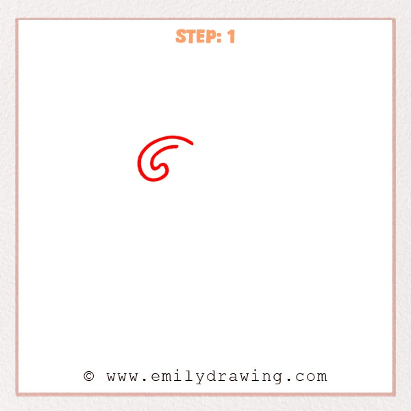 how to draw a fancy letter n - Fancy letter N Step 1 showing a double-lined spiral at the upper left