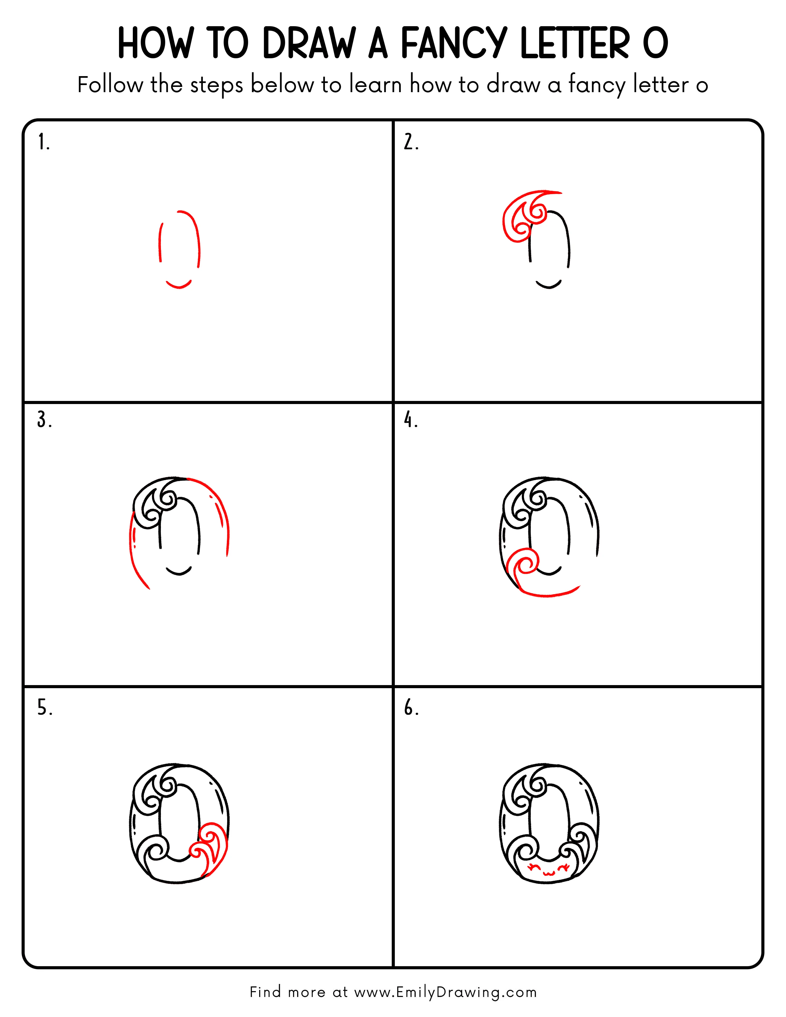 Printable Fancy Letter O Drawing Guide