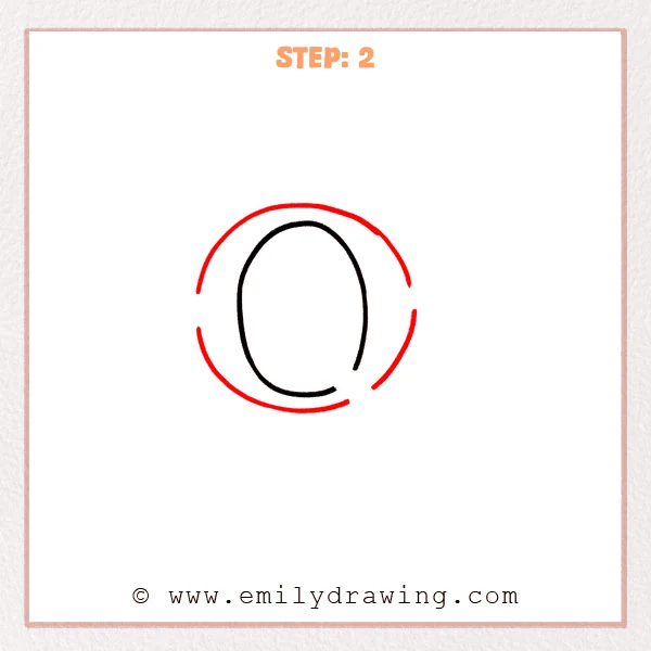 how to draw a fancy letter q - Fancy letter Q Step 2 showing nested oval outlines forming the main letter