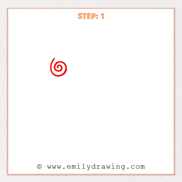how to draw a fancy letter r - Fancy letter R Step 1 showing a round spiral with an upward tail