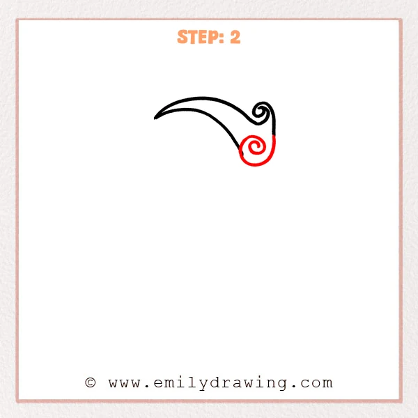 how to draw a fancy letter s - Fancy letter S Step 2 showing a larger lower spiral at the upper right
