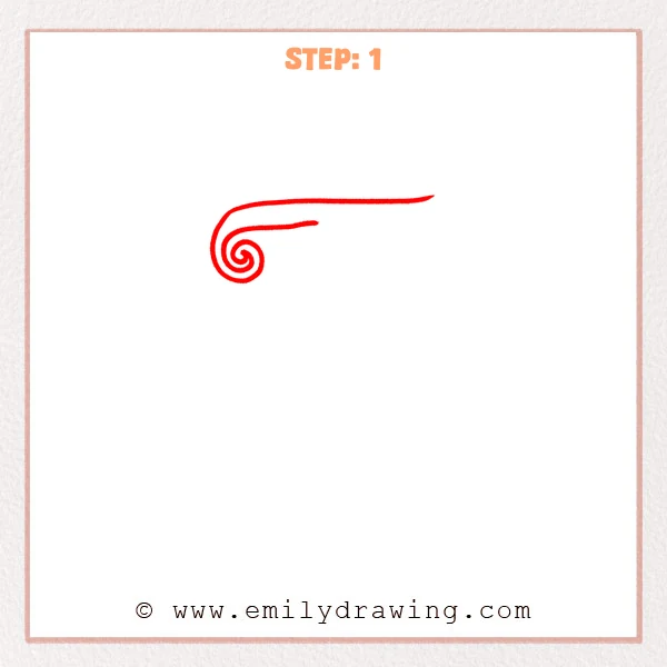 how to draw a fancy letter t - Fancy letter T Step 1 showing a long left crossbar with a spiral end