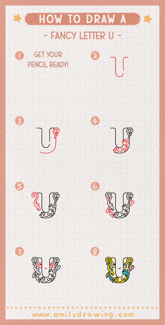 how to draw a fancy letter u pinterest pin