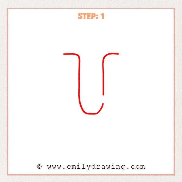 how to draw a fancy letter u - Fancy letter U Step 1 showing a deep rounded inner U with hooked tops