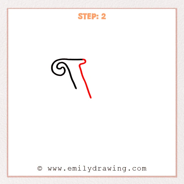 how to draw a fancy letter v - Fancy letter V Step 2 showing the thick outlined left side