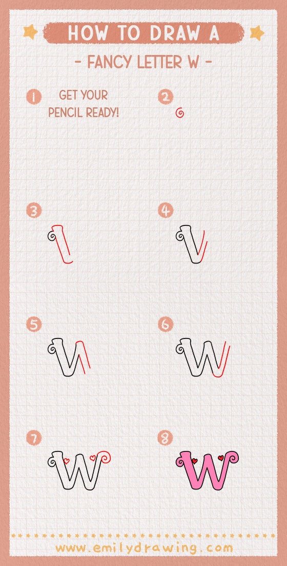 how to draw a fancy letter w pinterest pin
