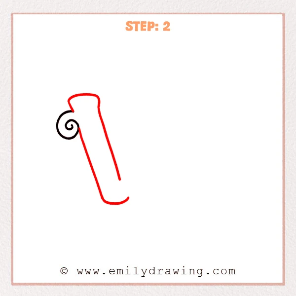 how to draw a fancy letter w - Fancy letter W Step 2 showing the outlined left stroke and first valley