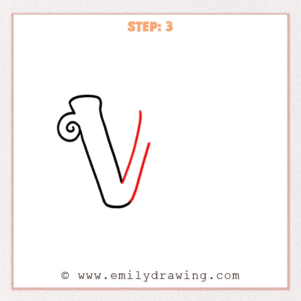 how to draw a fancy letter w - Fancy letter W Step 3 showing the tall middle peak forming