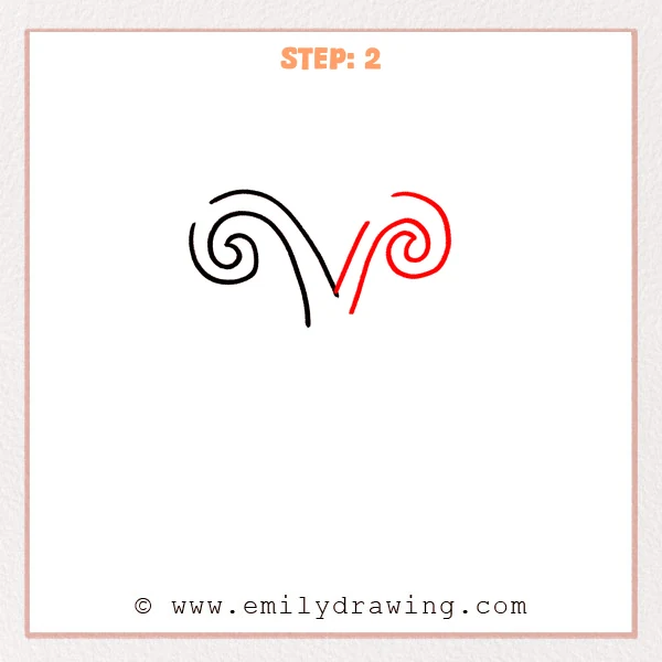 how to draw a fancy letter x - Fancy letter X Step 2 showing a second curled arm extending toward the upper right.