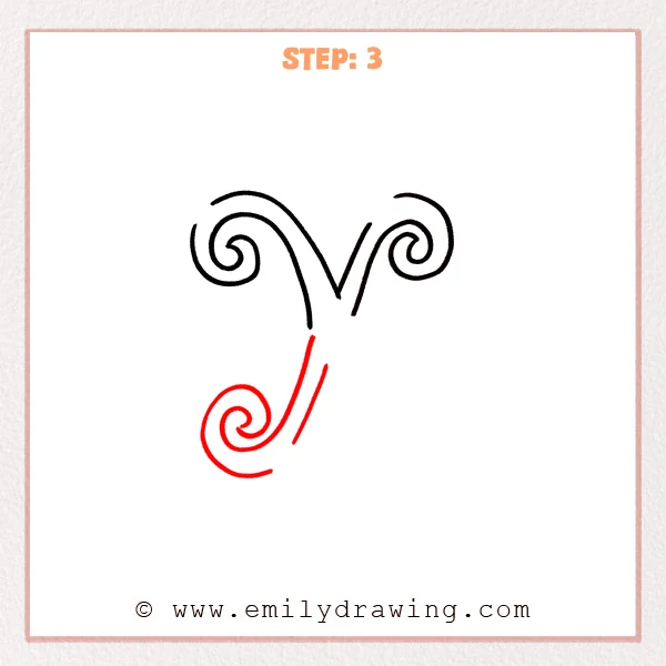 how to draw a fancy letter x - Fancy letter X Step 3 showing the curled lower-left arm added beneath the upper strokes.