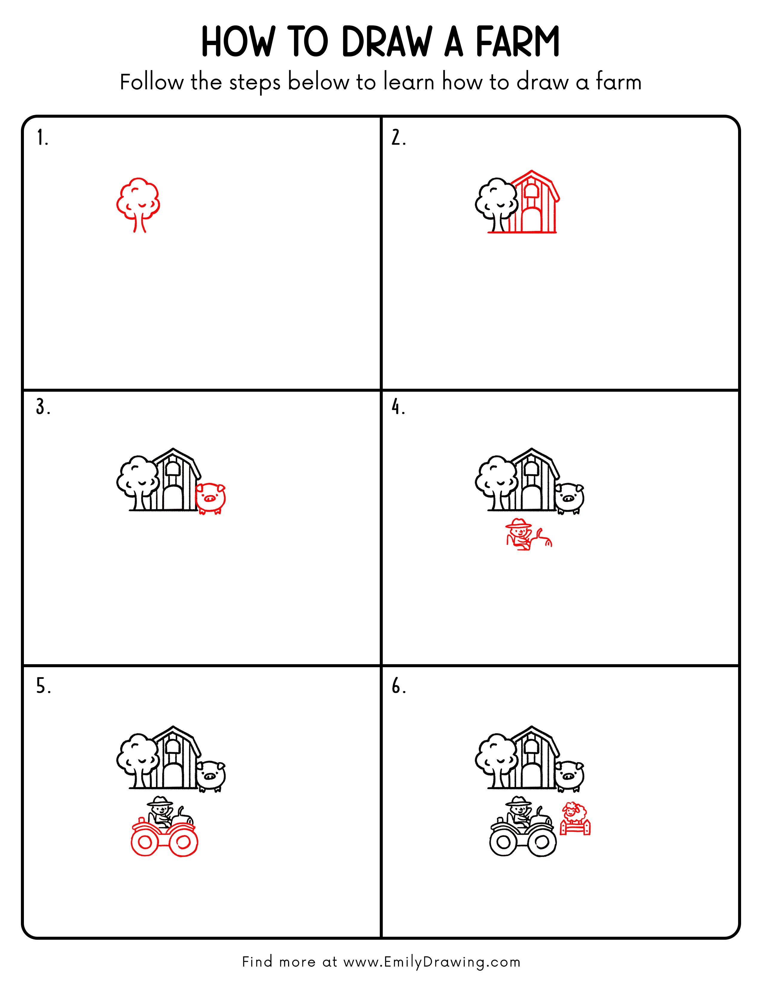 Printable Farm Drawing Guide