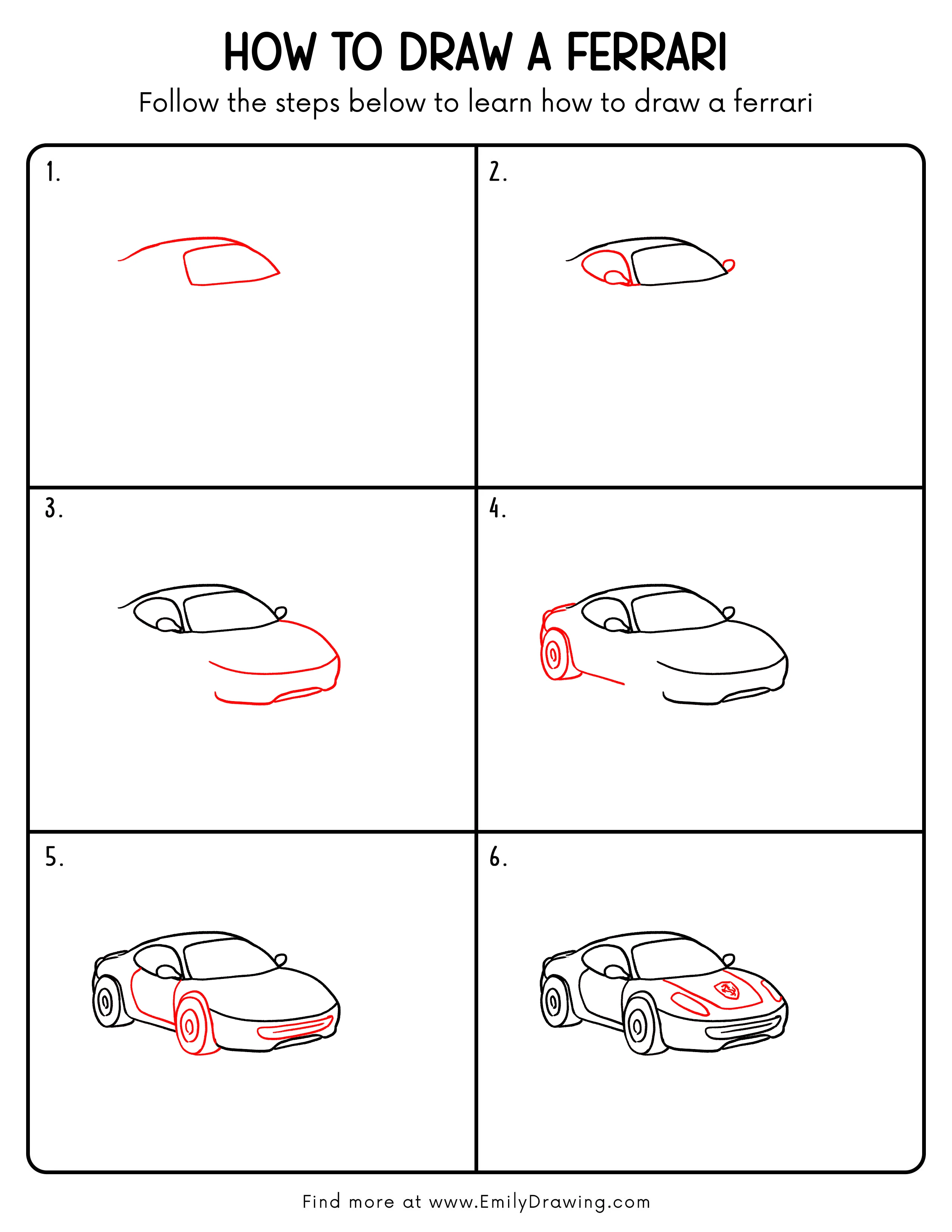 Printable Ferrari Drawing Guide