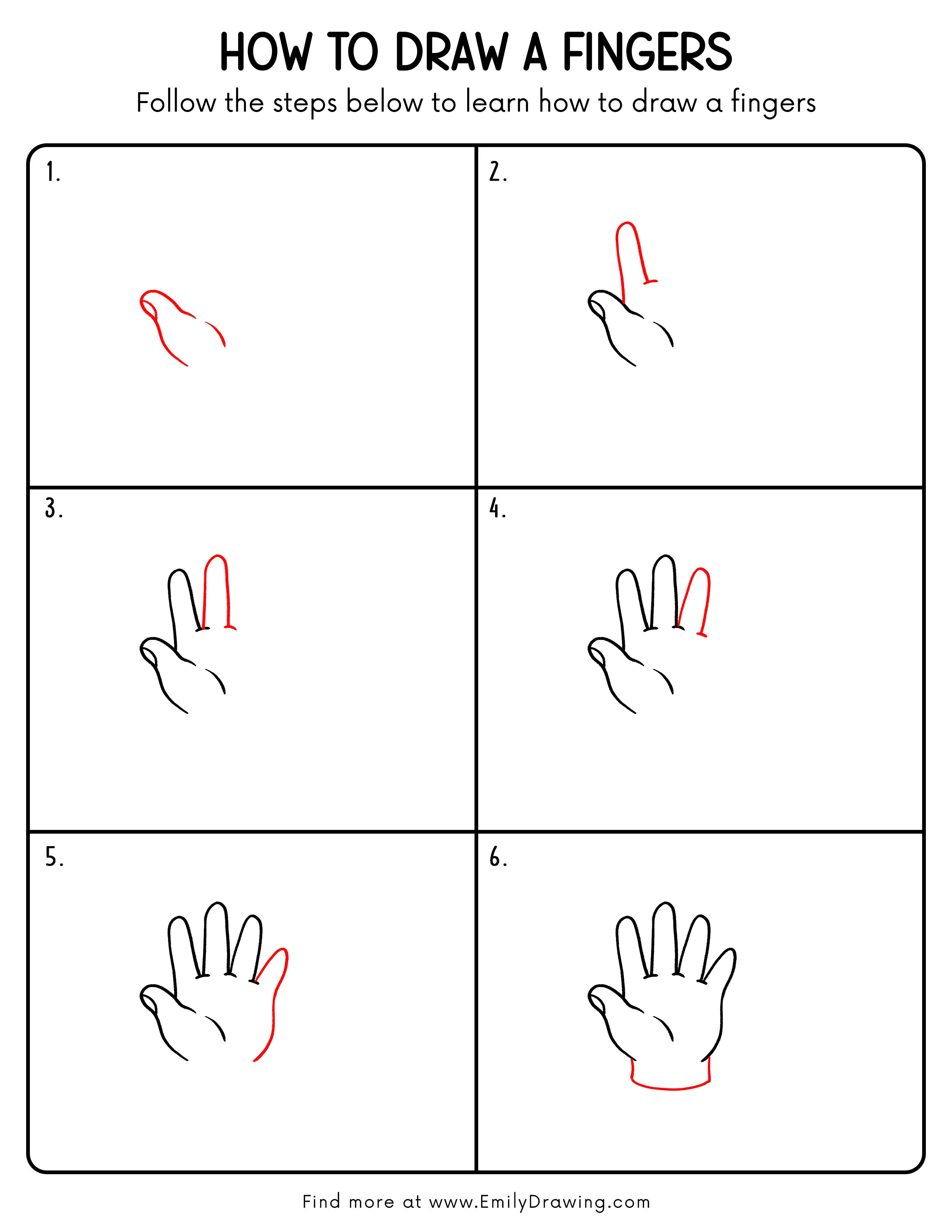 Printable Fingers Drawing Guide
