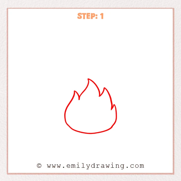 how to draw a fire - Fire drawing begins with a rounded inner flame and four pointed tips.