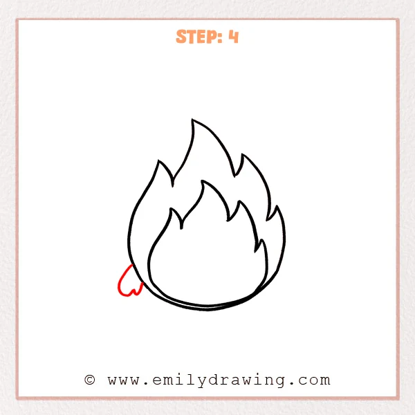 how to draw a fire - Fire character gains a small rounded hand on its left side.
