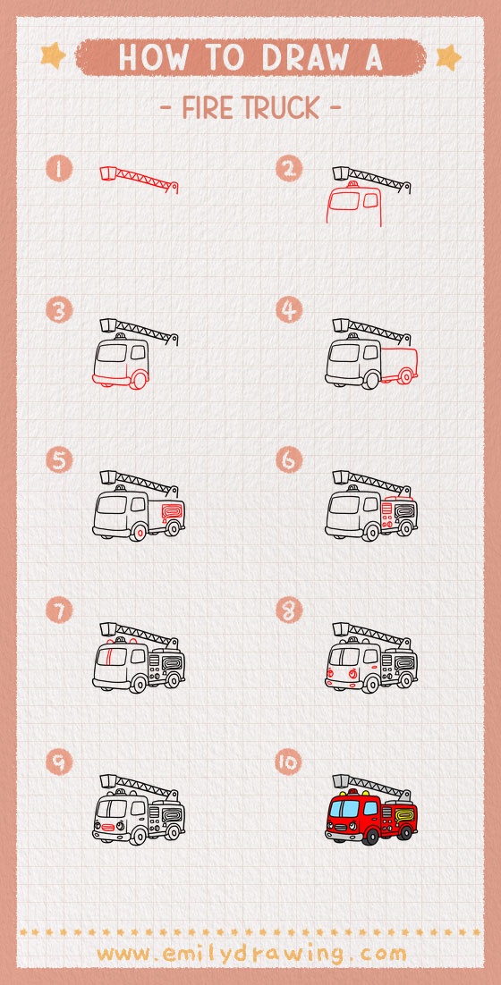 how to draw a fire truck pinterest pin