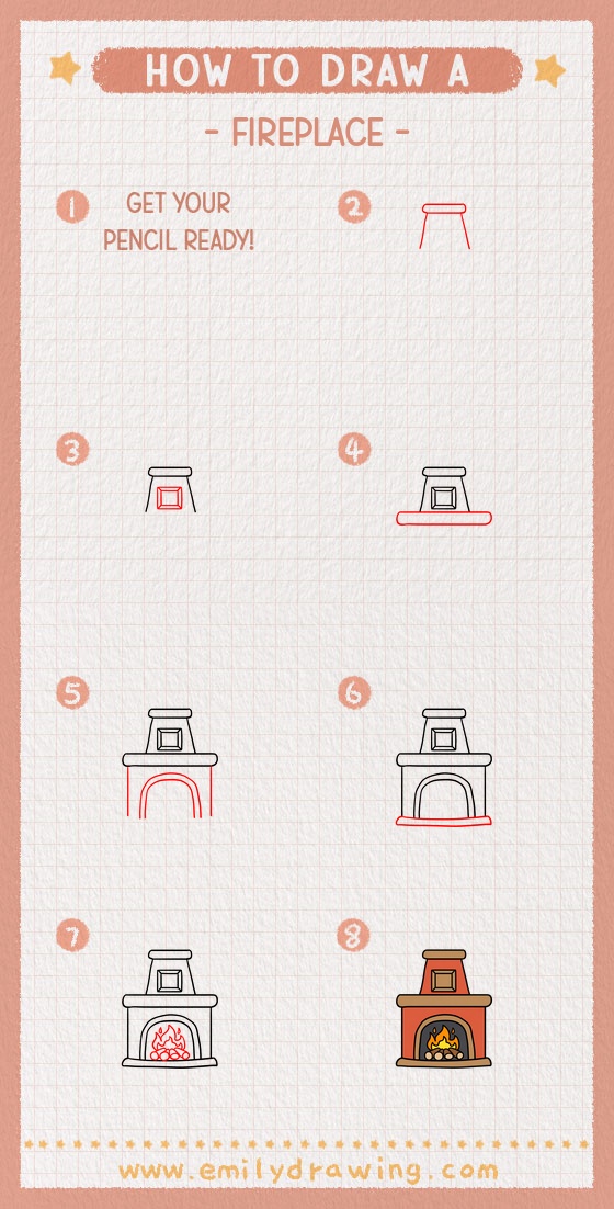 how to draw a fireplace pinterest pin