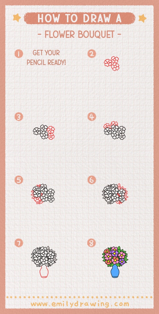 how to draw a flower bouquet pinterest pin