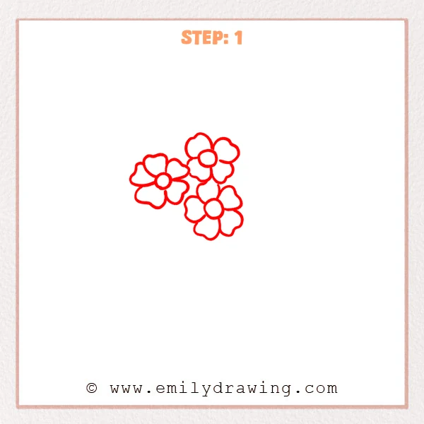 how to draw a flower bouquet - Flower bouquet begins with three clustered flowers and rounded petals.