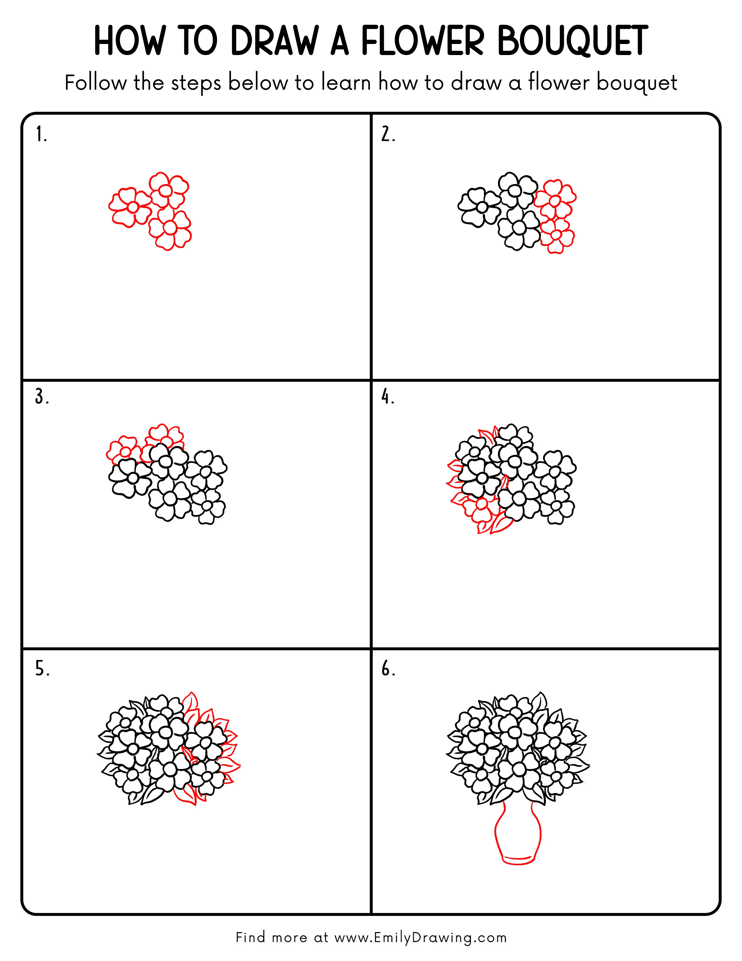 Printable Flower Bouquet Drawing Guide
