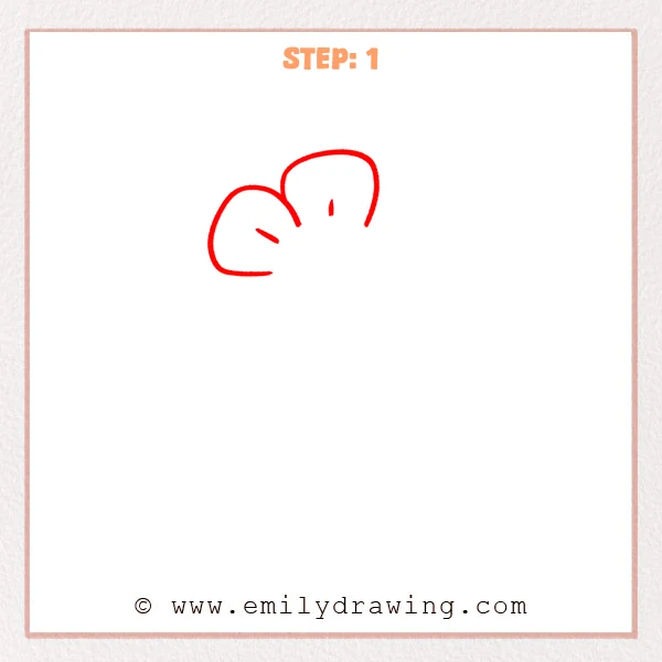 how to draw a flower - Flower drawing begins with two rounded upper petals and short inner creases.