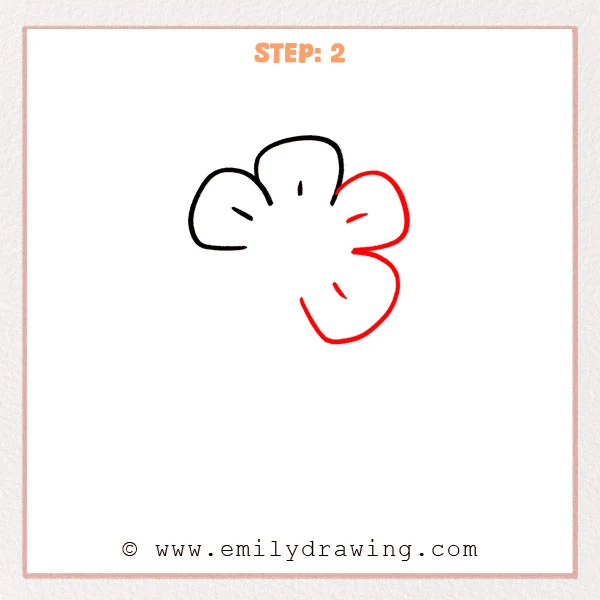 how to draw a flower - Flower gains upper-right and lower-right petals with inner creases.